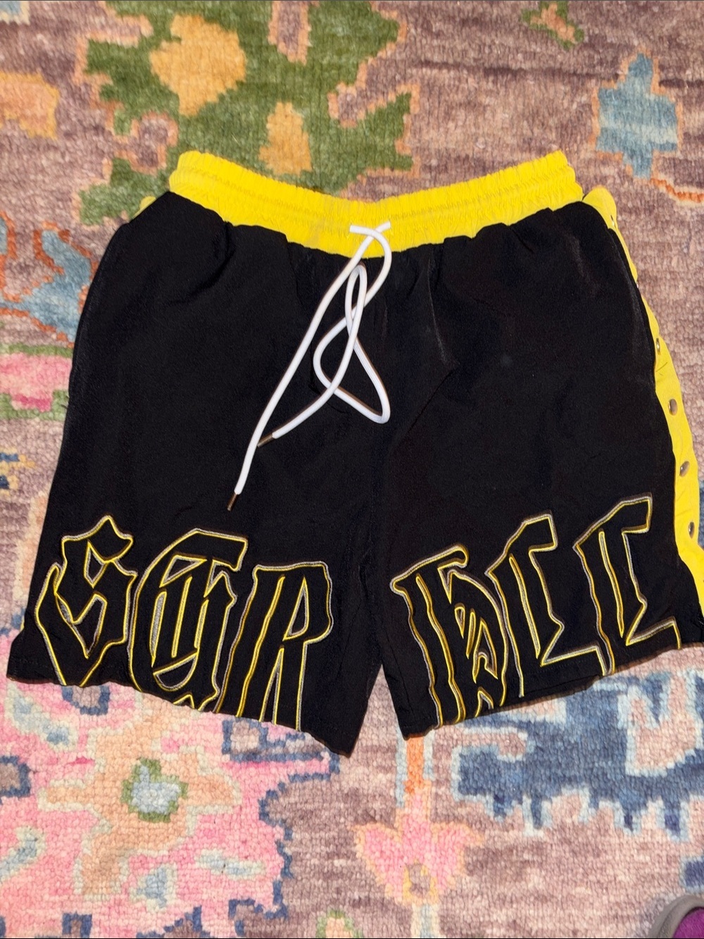 MAGNOLIA" SNAP SHORTS (GOLD/BLACK - Picture 2 of 5